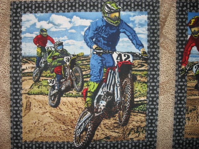Image 2 of Motorcycle Dirt Bike Racing sport Fabric panel set to sew