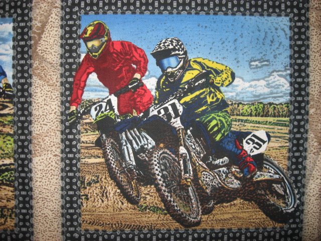 Image 3 of Motorcycle Dirt Bike Racing sport Fabric panel set to sew