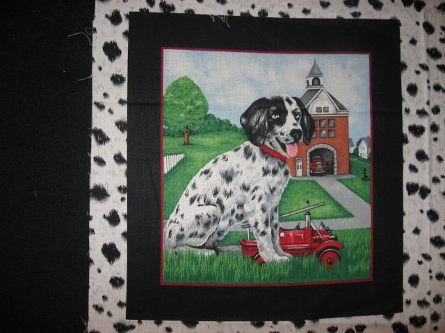 Image 1 of Dalmatian dog Fire House Soft Fabric Pillow Panel set of four to sew