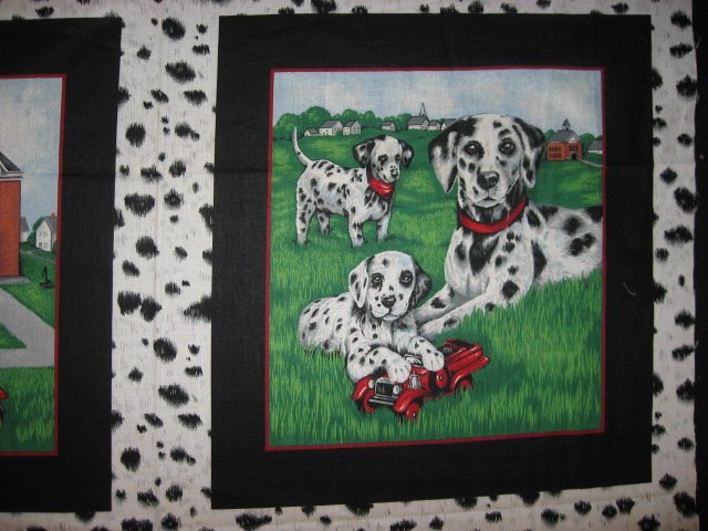 Image 2 of Dalmatian dog Fire House Soft Fabric Pillow Panel set of four to sew