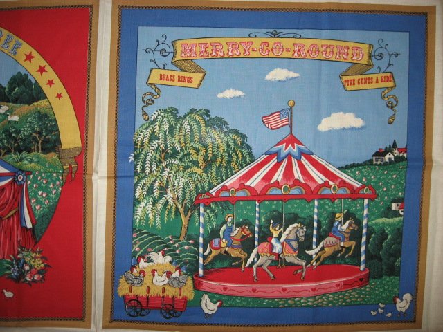 vintage Merry-Go-Round Horses Rare out of print One Pillow Panel Fabric to sew