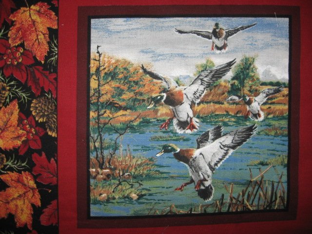 Image 3 of Deer turkey dog cabin ducks fishing geer fabric pillow panel set of six