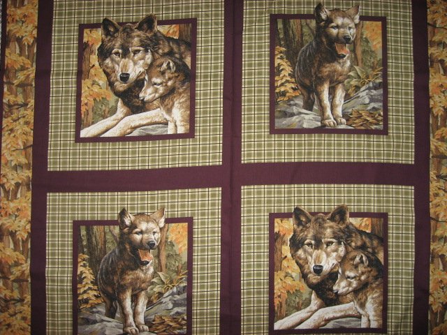 Image 0 of wild Animal wolf wolves in the Woods Fabric Pillow Panel Set of four 