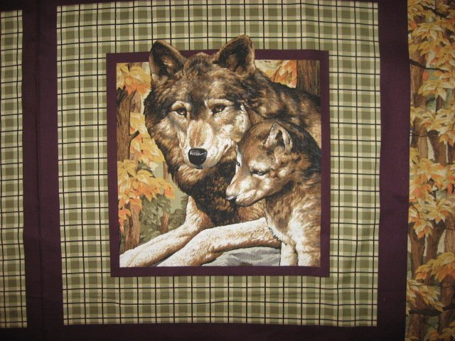 Image 1 of wild Animal wolf wolves in the Woods Fabric Pillow Panel Set of four 