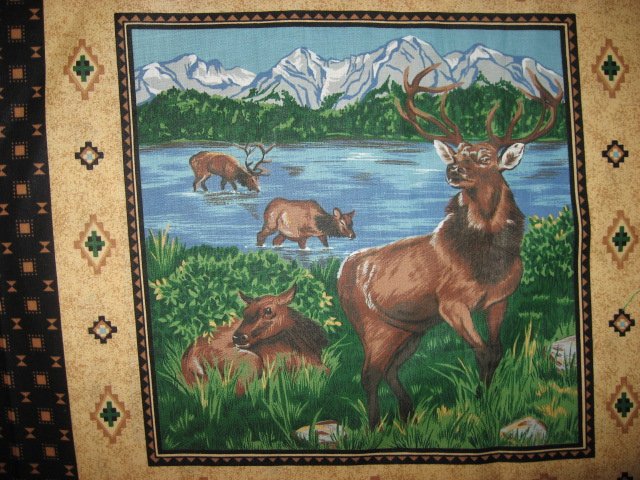 Image 1 of Eagle Buffalo Deer wilderness set of Four different fabric pillow panels to sew