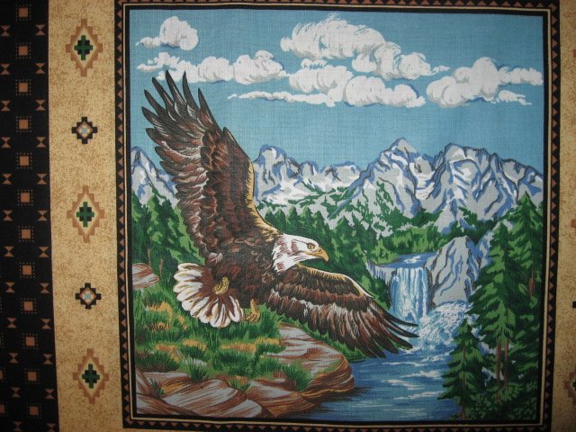 Image 2 of Eagle Buffalo Deer wilderness set of Four different fabric pillow panels to sew