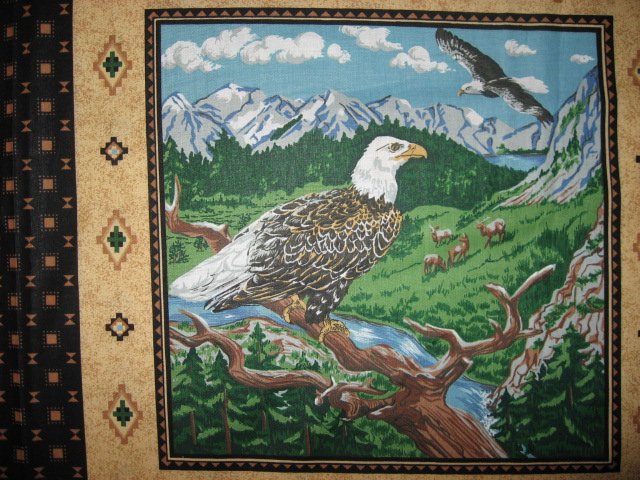 Image 3 of Eagle Buffalo Deer wilderness set of Four different fabric pillow panels to sew
