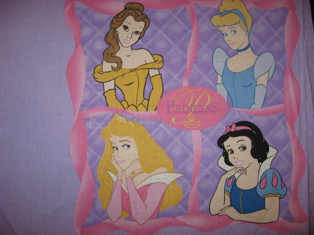 Image 0 of Snow White Belle Aurora Sleeping Beau Princess cotton fabric Pillow panel to sew