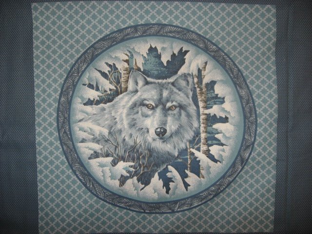 Owl and Wolf in the wilderness Fabric Pillow Panel set of two to sew 