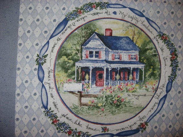 Image 2 of Country home house flowers fabric pillow panel set of four to sew