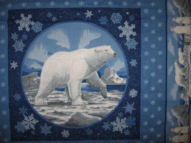 Polar Bear Northern Lights fabric pillow panel set of two to sew