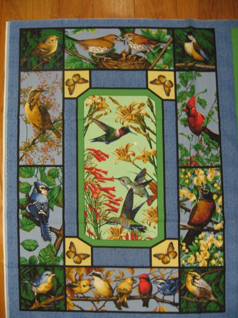 Image 0 of Cardinal robin bluejay Hummingbird butterfly fabric wall panel sew /