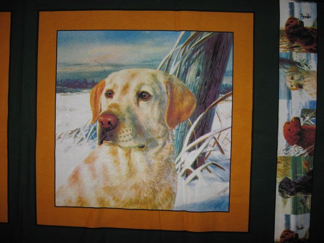 Golden Labrador Retriever Dog set of Two Fabric Pillow Panels to sew