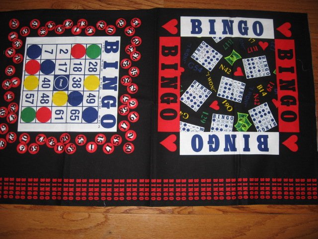 Bingo Game gambling bag or Pillow Fabric Panel set Rare Out of print