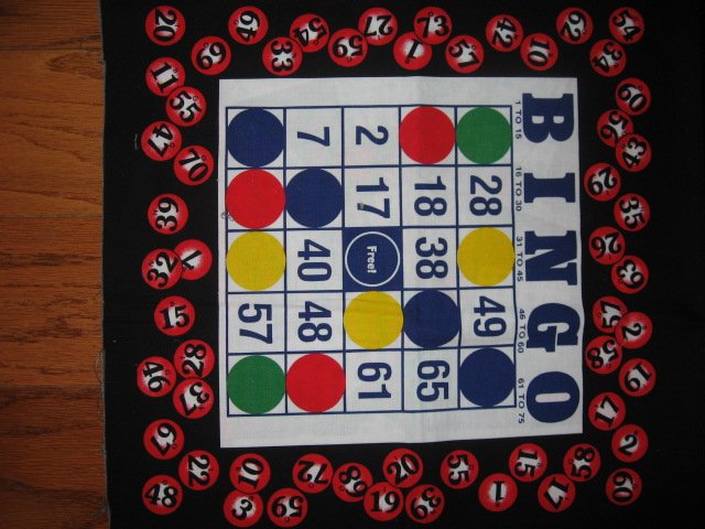 Image 2 of Bingo Game gambling bag or Pillow Fabric Panel set Rare Out of print