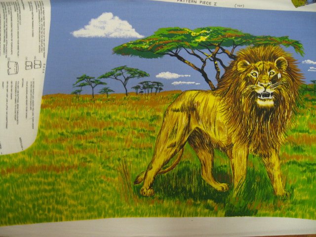 Safari Jungle Lion and Zebra Fabric Boxer shorts or pillow panel to sew