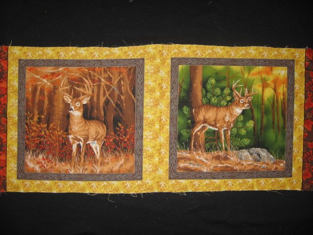Buck deer in the woods two Fabric pillow panel set to sew