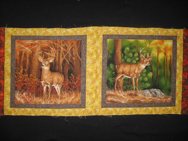 Image 0 of Buck deer in the woods two Fabric pillow panel set to sew