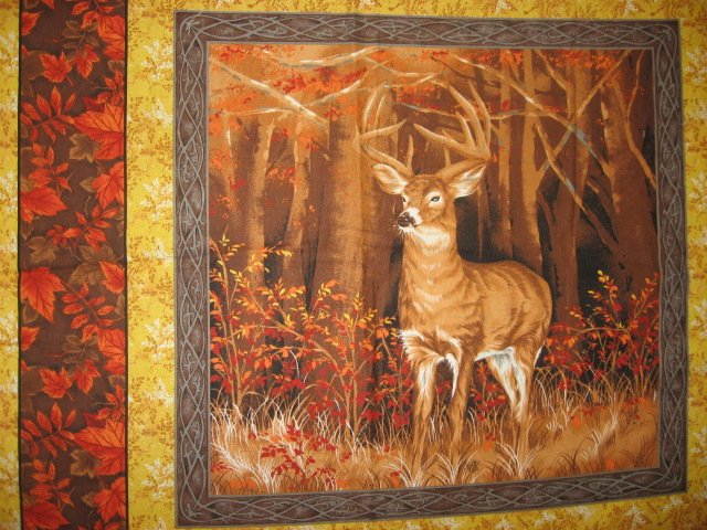 Image 2 of Buck deer in the woods two Fabric pillow panel set to sew