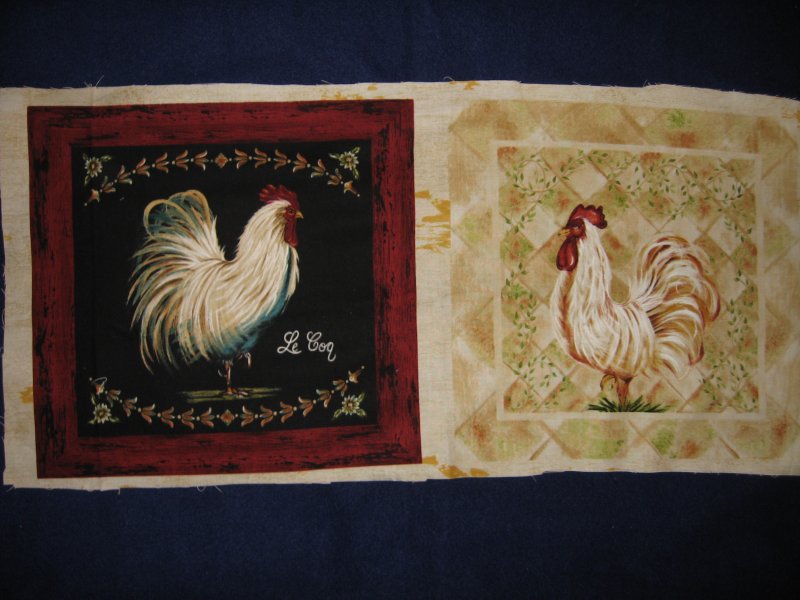 Roosters chickens Two Fabric Panel set to sew