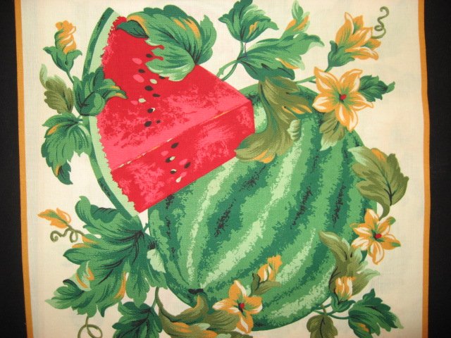 Image 2 of Watermelon flowers and vines Fabric pillow panel set of Two