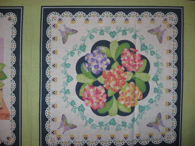 Image 1 of Lilac and peach flowers fabric pillow panel set of two to sew