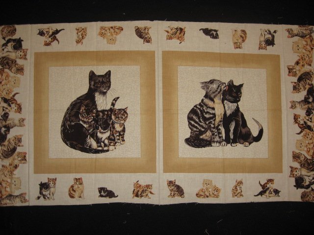 cat kitten kitty baby  Dad  M0m Fabric Pillow Panel set to sew Approx 1/2 yard