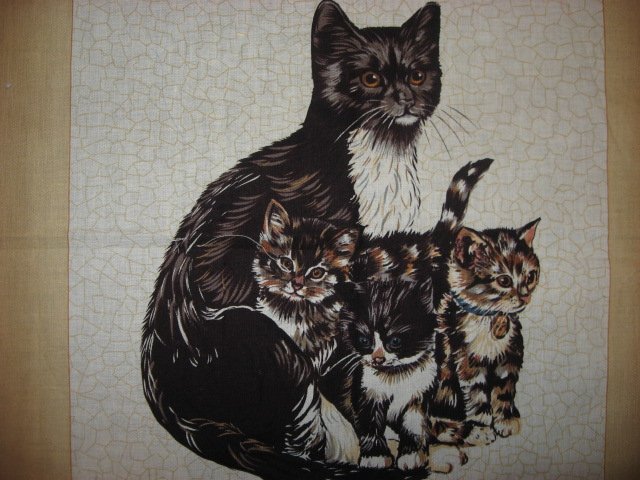 Image 2 of cat kitten kitty baby  Dad  M0m Fabric Pillow Panel set to sew Approx 1/2 yard