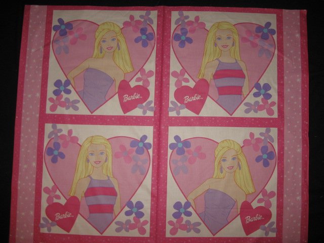 Blonde Barbie Set of Four Pillow Panels Fabric to sew