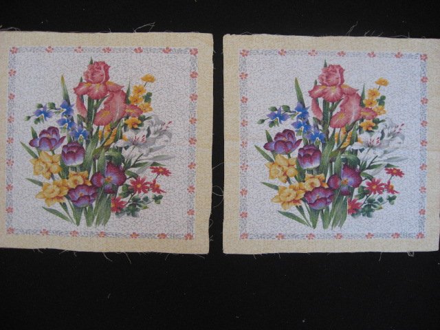 Image 0 of Delicate Flowers Lilies and Tulips Two fabric pillow panels to sew