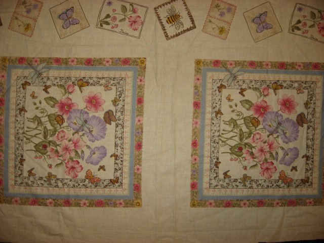 Pink Flowers Morning Glories Two fabric pillow panels to sew/