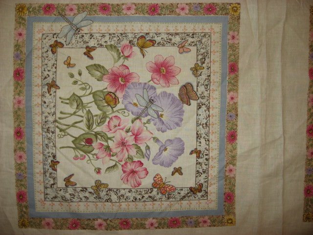 Image 1 of Pink Flowers Morning Glories Two fabric pillow panels to sew/