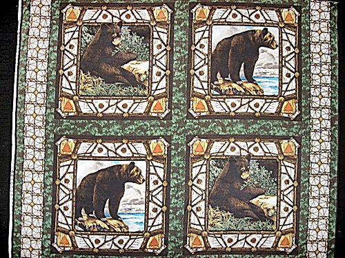 Image 0 of Bear Animal Woods cotton Fabric Pillow Panel Set of Four