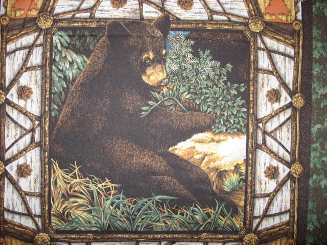 Image 1 of Bear Animal Woods cotton Fabric Pillow Panel Set of Four