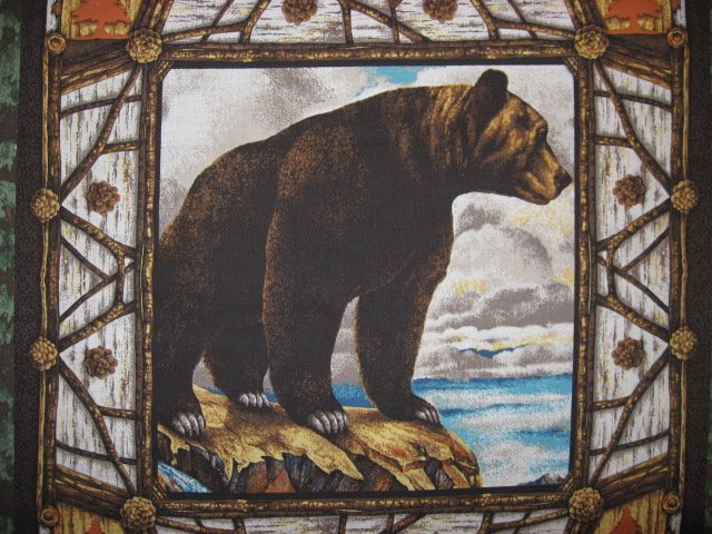 Image 2 of Bear Animal Woods cotton Fabric Pillow Panel Set of Four