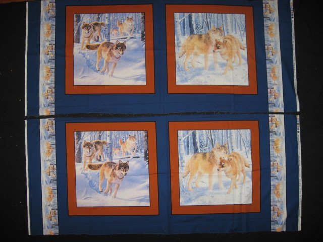 Woods snow wolves Fabric Pillow Panels Set of four 
