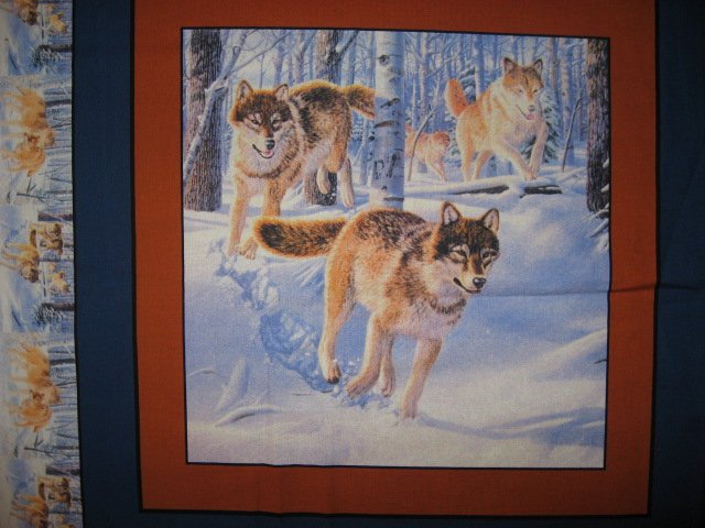 Image 2 of Woods snow wolves Fabric Pillow Panels Set of four 