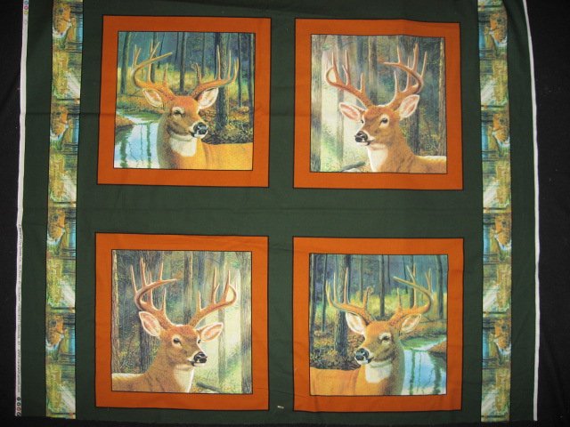 Image 0 of Deer Heads Four Fabric Pillow Panels Set to sew