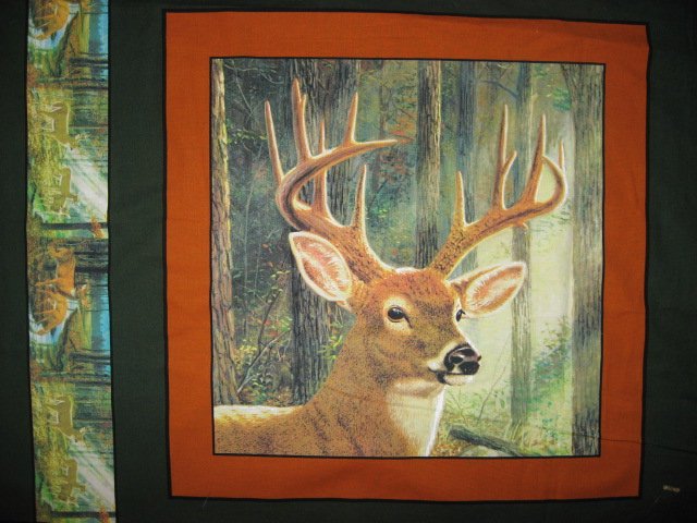 Image 1 of Deer Heads Four Fabric Pillow Panels Set to sew
