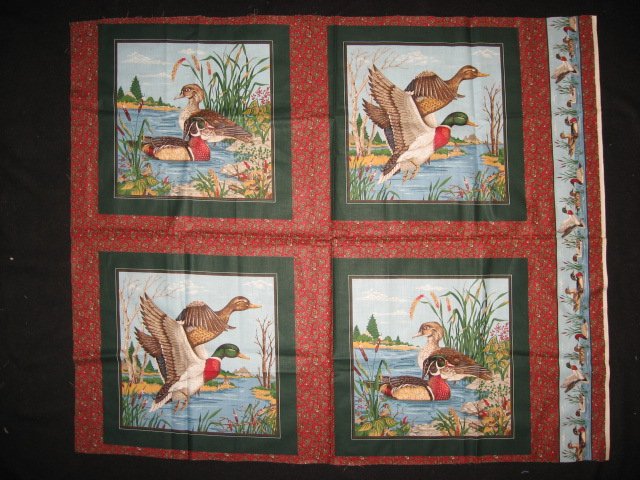 Image 0 of Mallard duck on a  lake Fabric Pillow Panel set of 4 to sew 