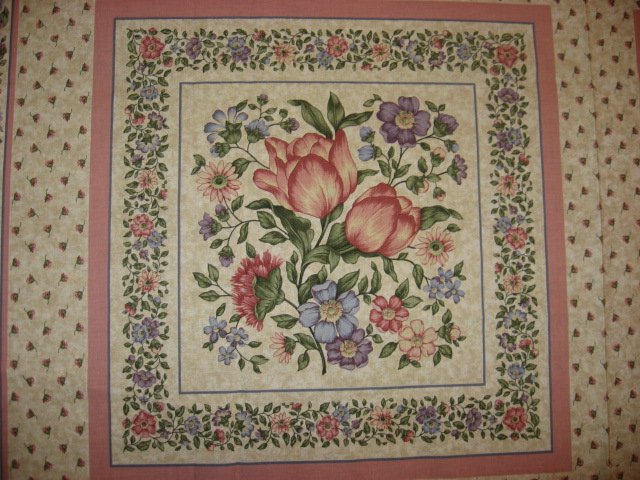 Image 2 of Delicate Flowers pink and blue fabric pillow panel set of two to sew