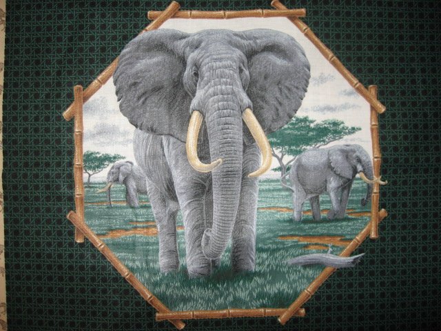 Image 1 of Lion and Elephant in the Jungle Fabric Pillow Panel set of two to sew