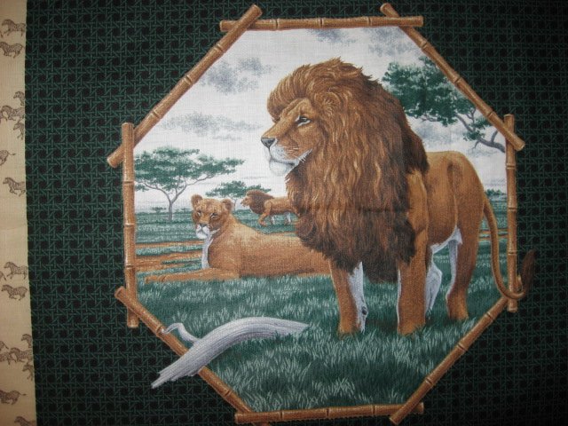 Image 2 of Lion and Elephant in the Jungle Fabric Pillow Panel set of two to sew