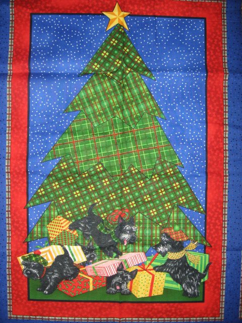 Image 0 of Scottie Dog Christmas Panel and fabric gift tags to sew 