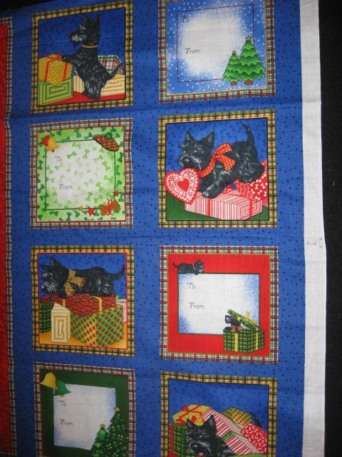 Image 1 of Scottie Dog Christmas Panel and fabric gift tags to sew 