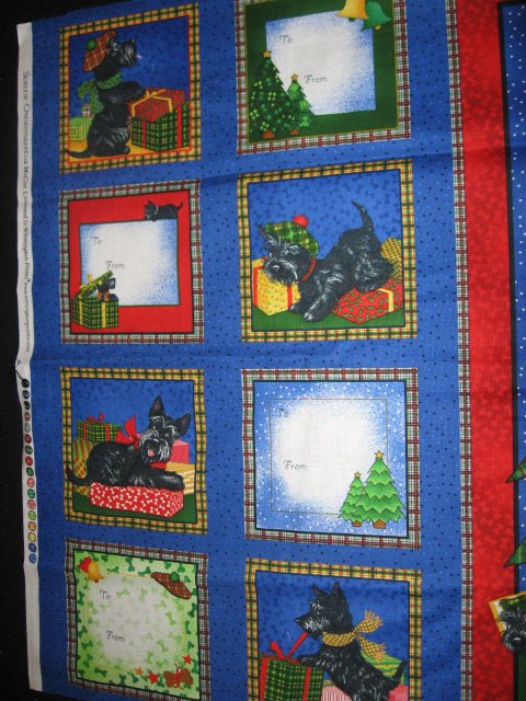 Image 2 of Scottie Dog Christmas Panel and fabric gift tags to sew 
