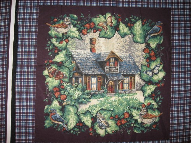 Image 1 of Deer Bird Rabbit Cabin Glenvale cottage Two fabric pillow panels to sew