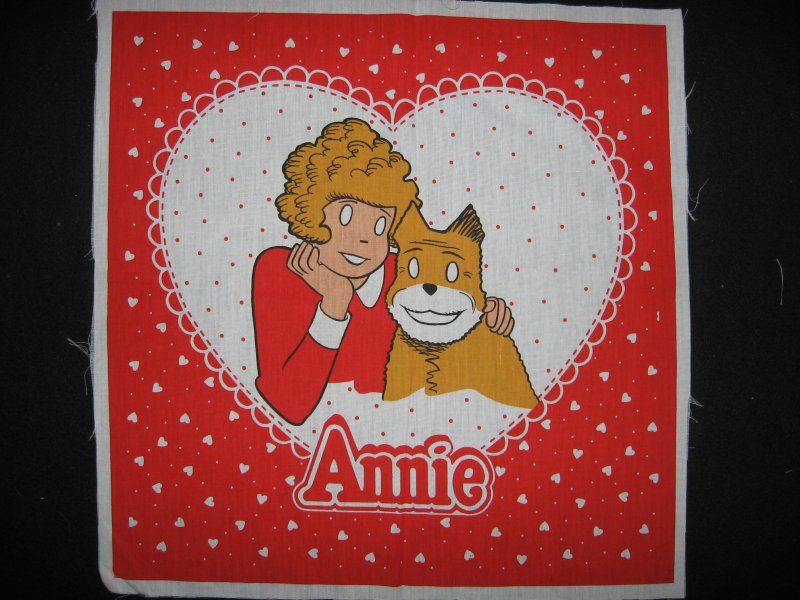 Annie hearts and dog original vintage Large 19 fabric Pillow Panel to sew