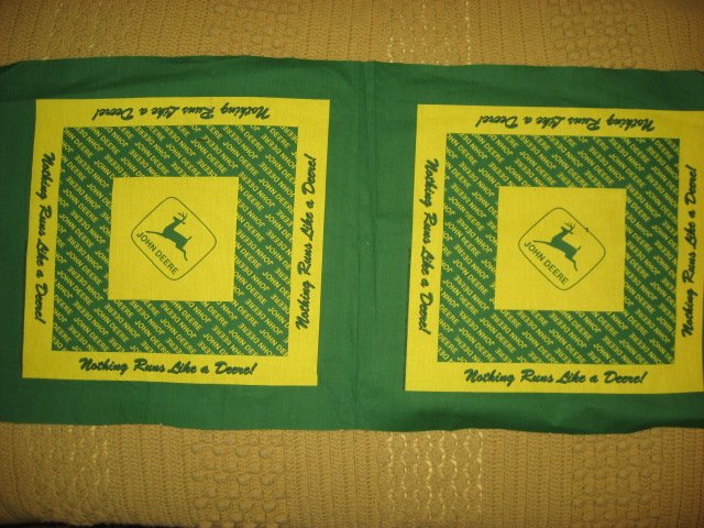 Image 0 of John Deere Logos Large yellow and green Two pillow panel panels to sew