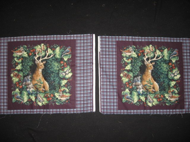 Deer Buck Waterfall Bird and Butterfly Two Glenvale Fabric pillow Panels to Sew